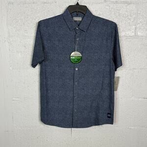 PGA Tour Men's Short Sleeve Button Up Fruit Print Shirt, Insignia Blue $68 Small